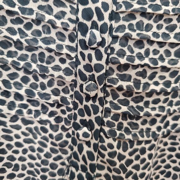 Daniel Rainn Brown Leopard Print Sheer Smocked Waist Blouse Size PL - Picture 3 of 7